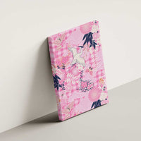 Pink Palaka Crane and Flowers Canvas Wall Art Japan Heritage Spirit LT9 - Polynesian Pride