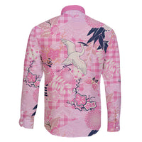 Pink Palaka Crane and Flowers Family Matching Puletasi and Hawaiian Shirt Japan Heritage Spirit - Polynesian Pride