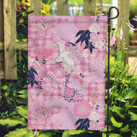 Pink Palaka Crane and Flowers Garden Flag Japan Heritage Spirit - Polynesian Pride