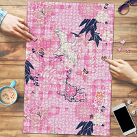 Pink Palaka Crane and Flowers Puzzle Japan Heritage Spirit LT9 Pink - Polynesian Pride