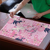 Pink Palaka Crane and Flowers Puzzle Japan Heritage Spirit LT9 - Polynesian Pride