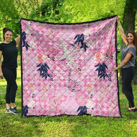 Pink Palaka Crane and Flowers Quilt Japan Heritage Spirit - Polynesian Pride