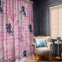 Pink Palaka Crane and Flowers Window Curtain Japan Heritage Spirit - Polynesian Pride