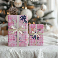 Pink Palaka Crane and Flowers Wrapping Paper Japan Heritage Spirit LT9 - Polynesian Pride