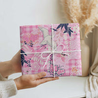 Pink Palaka Crane and Flowers Wrapping Paper Japan Heritage Spirit LT9 - Polynesian Pride