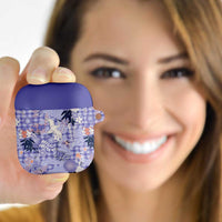 Purple Palaka Crane and Flowers AirPods Case Japan Heritage Spirit LT9 - Polynesian Pride