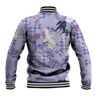 Purple Palaka Crane and Flowers Baseball Jacket Japan Heritage Spirit LT9 - Polynesian Pride