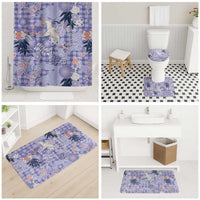 Purple Palaka Crane and Flowers Bathroom Set Japan Heritage Spirit - Polynesian Pride