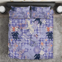 Purple Palaka Crane and Flowers Bedding Set Japan Heritage Spirit - Polynesian Pride