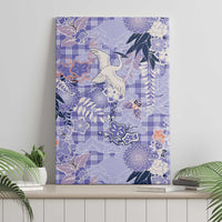 Purple Palaka Crane and Flowers Canvas Wall Art Japan Heritage Spirit LT9 - Polynesian Pride