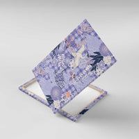 Purple Palaka Crane and Flowers Canvas Wall Art Japan Heritage Spirit LT9 With Frame Purple - Polynesian Pride