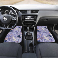 Purple Palaka Crane and Flowers Car Mats Japan Heritage Spirit LT9 Set 2pcs - Front Purple - Polynesian Pride
