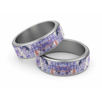 Purple Palaka Crane and Flowers Classic Ring Japan Heritage Spirit LT9 Sliver Purple - Polynesian Pride