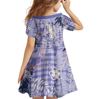 Purple Palaka Crane and Flowers Family Matching Off The Shoulder Long Sleeve Dress and Hawaiian Shirt Japan Heritage Spirit - Polynesian Pride