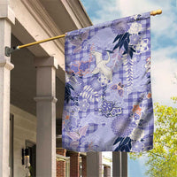 Purple Palaka Crane and Flowers Garden Flag Japan Heritage Spirit - Polynesian Pride