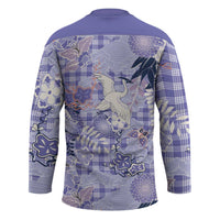 Purple Palaka Crane and Flowers Hockey Jersey Japan Heritage Spirit LT9 - Polynesian Pride