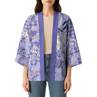 Purple Palaka Crane and Flowers Kimono Japan Heritage Spirit - Polynesian Pride