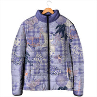 Purple Palaka Crane and Flowers Padded Jacket Japan Heritage Spirit LT9 - Polynesian Pride