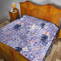 Purple Palaka Crane and Flowers Quilt Japan Heritage Spirit - Polynesian Pride