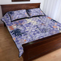 Purple Palaka Crane and Flowers Quilt Bed Set Japan Heritage Spirit - Polynesian Pride