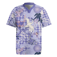 Purple Palaka Crane and Flowers Rugby Jersey Japan Heritage Spirit - Polynesian Pride