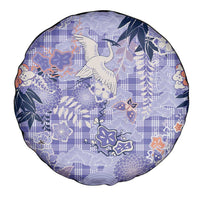 Purple Palaka Crane and Flowers Spare Tire Cover Japan Heritage Spirit - Polynesian Pride