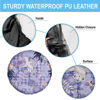 Purple Palaka Crane and Flowers Spare Tire Cover Japan Heritage Spirit - Polynesian Pride