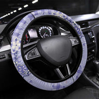 Purple Palaka Crane and Flowers Steering Wheel Cover Japan Heritage Spirit LT9 Universal Fit Purple - Polynesian Pride