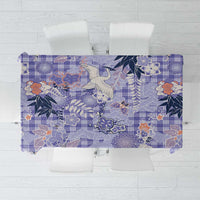 Purple Palaka Crane and Flowers Tablecloth Japan Heritage Spirit LT9 Purple - Polynesian Pride