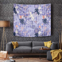 Purple Palaka Crane and Flowers Tapestry Japan Heritage Spirit - Polynesian Pride