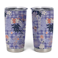 Purple Palaka Crane and Flowers Tumbler Cup Japan Heritage Spirit - Polynesian Pride