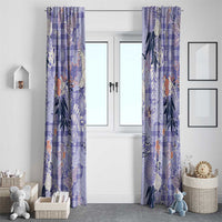 Purple Palaka Crane and Flowers Window Curtain Japan Heritage Spirit - Polynesian Pride