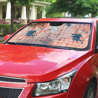 Red Palaka Crane and Flowers Auto Sun Shade Japan Heritage Spirit - Polynesian Pride