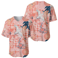Red Palaka Crane and Flowers Baseball Jersey Japan Heritage Spirit - Polynesian Pride