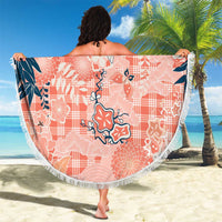Red Palaka Crane and Flowers Beach Blanket Japan Heritage Spirit - Polynesian Pride