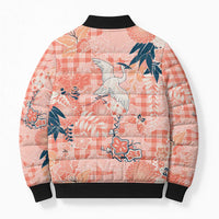 Red Palaka Crane and Flowers Bomber Puffer Jacket Japan Heritage Spirit LT9 - Polynesian Pride