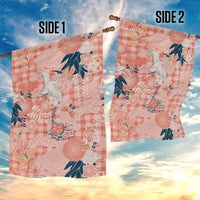 Red Palaka Crane and Flowers Garden Flag Japan Heritage Spirit - Polynesian Pride