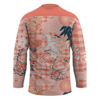 Red Palaka Crane and Flowers Hockey Jersey Japan Heritage Spirit LT9 - Polynesian Pride