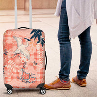 Red Palaka Crane and Flowers Luggage Cover Japan Heritage Spirit - Polynesian Pride