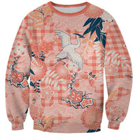 Red Palaka Crane and Flowers Sweatshirt Japan Heritage Spirit LT9 Unisex Red - Polynesian Pride