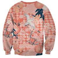 Red Palaka Crane and Flowers Sweatshirt Japan Heritage Spirit LT9 - Polynesian Pride