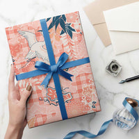Red Palaka Crane and Flowers Wrapping Paper Japan Heritage Spirit LT9 - Polynesian Pride