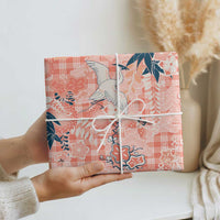 Red Palaka Crane and Flowers Wrapping Paper Japan Heritage Spirit LT9 - Polynesian Pride
