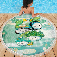 Japanese Kawaii Sushi Beach Blanket Green Wagara Palaka This Is How I Roll LT9 - Polynesian Pride