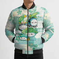 Personalized Japanese Kawaii Sushi Bomber Puffer Jacket Green Wagara Palaka This Is How I Roll LT9 - Polynesian Pride