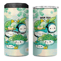 Personalized Japanese Kawaii Sushi 4 in 1 Can Cooler Tumbler Green Wagara Palaka This Is How I Roll LT9 One Size: 16 oz Green - Polynesian Pride