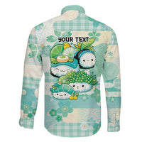 Personalized Japanese Kawaii Sushi Family Matching Off Shoulder Short Dress and Hawaiian Shirt Green Wagara Palaka This Is How I Roll