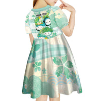 Personalized Japanese Kawaii Sushi Kid Short Sleeve Dress Green Wagara Palaka This Is How I Roll LT9 - Polynesian Pride