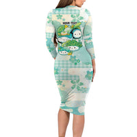 Personalized Japanese Kawaii Sushi Long Sleeve Bodycon Dress Green Wagara Palaka This Is How I Roll LT9 - Polynesian Pride
