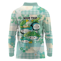 Personalized Japanese Kawaii Sushi Long Sleeve Polo Shirt Green Wagara Palaka This Is How I Roll LT9 - Polynesian Pride